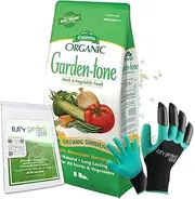Espoma GT8 Organic Garden-Tone Fertilizer with My Garden Pool PH Soil Test Strips 20 ct, and My Garden Pool Gardening Claw Gloves and Garden-IQ, Smart Gardening AI Assistant!