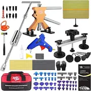 Super PDR Paintless Dent Repair Kit, Paintless Dent Repair Kit with 100W Hot Melt Glue Gun, PDR Hammer and Lined Dent Board for for Car Dent Door Hail Damage Remover