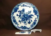 New,THUN KARLOVARSKY cobalt blue porcelain china 11 1/2" cake plate with spatula