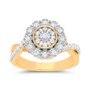 Bevilles Miracle Crossover Ring with 1/2ct of Diamonds in 9kt Yellow Gold