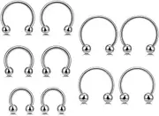 [Ynkkvre] Piercing 10pcs Stainless Steel Horseshoe Hoop Circular Barbells Earrings Cartilage Helix Septum Nose Lip Rings 6mm-14mm, Ear Cartilage Studs Dainty Lobe Piercing Jewellery, 6mm, 8mm, 10mm,