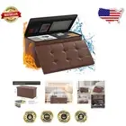 Secure 30'' Fireproof Folding Bench with Lock - Stylish Leather Storage Solution