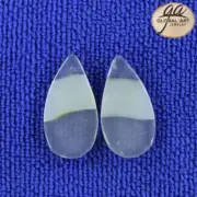 EA20261# 1 Pair Natural genuine Gemstone matched Grey Agate earrings Cab