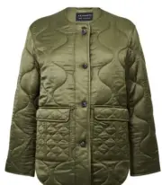 AllSaints Foxi Quilted Jacket Womens Khaki Size 8 RRP £199 #R