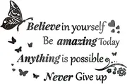 Wumuzai Large Positive Quotes Mirror Wall Stickers Decor, Inspirational Wall Decals Peel and Stick, Motivational Words of Affirmation Wall Art for Family Mirrors Hallway Office (Black)