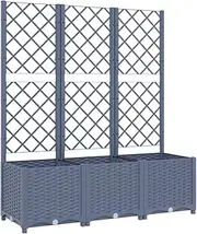 Raised Garden Bed with Trellis, PP Plant Box for Climbing Plants, Planter Gardon Box with Lattice, Trellis Planter Box, Dark Grey 120x40x136 cm