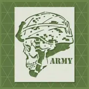 Skull Soldier Stencil - Reusable & Durable - Veteran, Helmet, Army
