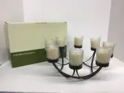 Brand New CRATE AND BARREL BLACK METAL 8 CANDLES UMBRELLA CENTER PIECE