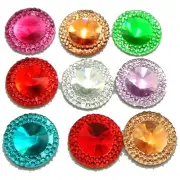 100 Mixed Color Acrylic Flatback Round Rhinestone Gems 18mm Embellishments