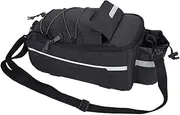 Baxnore Cycle Seating Bag, Polyester Large Capacity Cycling Rear Tail Storage Bag, Adjustable Tie Rack Trunk Pouch Package for Outdoor Cycling (Black)