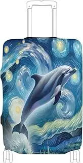 [Joisal] Fire Dragon Luggage Covers Tsa Approved Fit 18-32 Inch Luggage, Dolphin Starry Night, M 22-24 in
