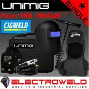 UNIMIG Razor 180 Tig Stick Welder + Helmet +Hammer + Hood Razorweld KUMJRRW180CA