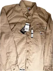 Carhartt Shirt FR Men's XL Khaki Fire Resistant Long Sleeve FRS159 OSHA ASTM