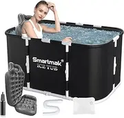 Smartmak Ice Bath Tub with Cover, Portable XL Large Cold Plunge Tub for Athletes, Cold Water Pod Tub Therapy and Recovery, Cold Immersion Training Baths at Home Outdoor Plunge Pool