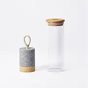 Picklestone115 - Japanese Tsukemono Pickles Jar with Stone Weight (Aji Stone) | Eco-Friendly, Fridge-Friendly Glass Fermentation Crock for Homemade Pickles