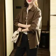 Women's New Fashion Casual Workwear Top Solid Color Cardigan Loose Shirt Jacket