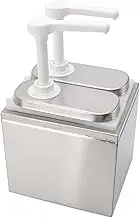 35ml Condiment Pump Station for Kitchen Home, Removable Jar, Stainless Steel Condiment Pump, Ideal for Ketchup, Mustard, Chocolate, Etc (1L Double Pump)