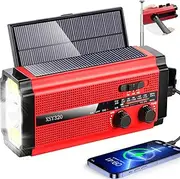 Emergency Radio with 2PCS Large Solar Panel, Hand Crank Solar, AM/FM/WB NOAA Weather Radio,3W Flashlight & Reading Lamp,SOS Alarm,5000 mAh Battery Operated Survival Radio for Indoor/Outdoor Emergencie
