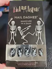 Red Aspen Glue Press On Nails "Boogie Down, Skelly" NEW nail dashes