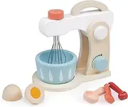 Mentari Toys - Cake Mixer - 7pc Wooden Baking Play Set - Pretend Play Kitchen Accessory with Bowl, Rotating Whisk, Egg and Measuring Spoons - Encourages Role Play and Fine Motor Skills - Age 3+