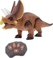 Abaodam 1 Set Walking Dinosaurs Model with Lights Sounds Remote Control Triceratops Plaything for Cognitive for Color Recognition and Fun Indoor Play