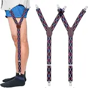 [H HOME-MART] Mens Shirt Stays Military Adjustable Elastic Garter Straps Sock Tucked In Non-slip Clamps Shirt Stay Men's Braces for Men Women