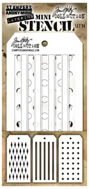 Tim Holtz Mini Layering Shifter Stencils Diamonds, Line Stripes & Polka Dots Set