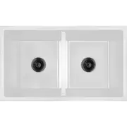 Baiachi Double Bowl Granite Kitchen Sink White with Black Waste