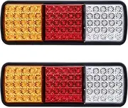 LIGHTFOX Pair 75 LED Tail Light with Multifonction Tail Brake Indicator Reverse, DC 12V Wiring Kit, IP67 Waterproof, for Truck Trailer UTV ATV RV Boat