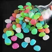 1 Bag/100PCS Resin Luminous Stones Glow in The Dark Garden Pebbles s for Walkways Path Patio Lawn Yard Decor White