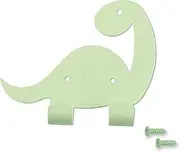 Keypak Kids Dinosaur Double Coat Hooks, Door Wall Mounted Metal Decorative Hooks for Boys & Girls, Toddlers Bedroom or Baby Nursery - Colour Matching Fixings Included (Green)