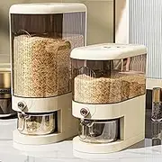 22LBS Rice Dispenser, Large Grain Container Storage with Lid Measuring Cylinder Household Cereal Dispenser Bucket for Kitchen Soybean Corn
