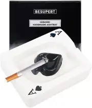 Ashtray, Decorative Ceramic Poker Ash 5.3x4.1x1.4 inches, Lucky Ace of Spades