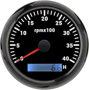 ZFGVGNMTYA 7 Color Backlight 85mm Tachometer for Marine Boat Motorcycle Car 3000 4000 6000 7000 8000 RPM Tacho Gauge with LCD Hourmeter Car Tachometer(C)
