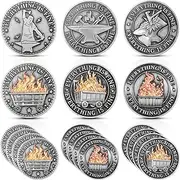 Landical 12 Pcs Dumpster Fire Challenge Coin Dispatcher Employee Appreciation Gifts Double Sided Dumpster Fire Desk Accessories Funny Medallions for Teachers Nurses Coworker Team Office Gifts(Silver)