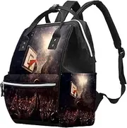 Travel Backpack for Men,Backpack for Women,Basketball and Basketball Hoop,Backpack, P2fo4kdvqogp, 10.6x7.8x14 in