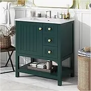 30 Inch Vanity with Sink Bathroom Sinks with Cabinets Modern Bathroom Vanity Wood Bathroom Vanity with 2 Drawers and 1 Cabinet Door,Green