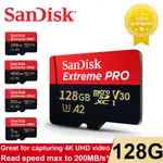 SANDISK MICRO SD 卡 EXTREME PRO 閃存 128GB 256GB 512G 64GB U3 V