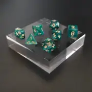 Full Set of Dice - Green Slime Swirl - D4 through D20 - Dungeons & Dragons - D&D