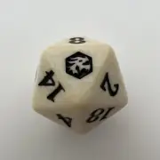 Magic The Gathering Spin Down Die Dice D20 Ivory White & Black Life Counter