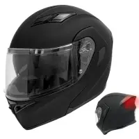 在飛比找樂天市場購物網優惠-Sevs3C認證帶尾燈摩托車揭面盔成人雙鏡片頭盔藍牙全盔DO