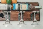 2x Rustic Metal Wine Bottle Rack Holder | Barware Decor Hooks | Contemporary