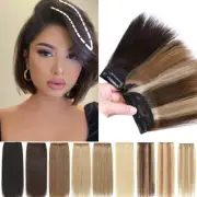 100% Real Clip In Remy Human Hair Extensions One Piece Topper Hairpiece Short US