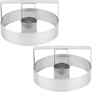 Stainless Steel Doughnut Cutter Set, 2 Pieces Round Donut Cutter Mold with Handle,Round Donut Cutters Mold with Handles, Stainless Steel Cookie Cutters with Handles