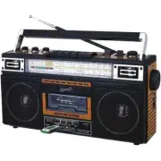 Supersonic SC-3201BT-WD 4-Band Bluetooth Radio & Cassette Player Boombox -RETRO