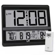 Atomic Clock Large Display, Digital Wall Clock with Indoor Outdoor Temperatur...