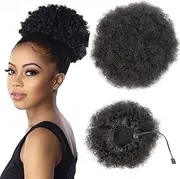 Puff Drawstring Ponytail Extensions Short Synthetic Ponytail Kinky Curly Ponytail Bun Hair for Black Women Updo Ponytail Hair Natural Black