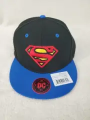 DC COMICS SUPERMAN METROPOLIS PATCH FITTED MENS HAT 7 1/4 BLACK BLUE NEW