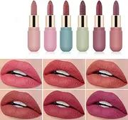 6 Lipstick Set, Matte Lipstick, Waterproof and Not Easy To Stick To The Cup, The Longlasting Misty Lipstick Set Gift Box Is Printed With The Same Style