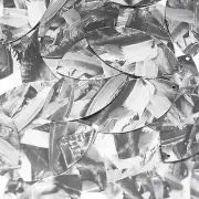 Sequin Navette Leaf 1.5" Black Silver Bird Feathers Print Metallic